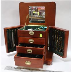 LARGE JEWELLERY BOX WITH CONTENTS