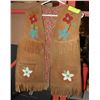 Image 1 : VINTAGE MOOSEHIDE VEST WITH  DECORATIVE BEAD WORK