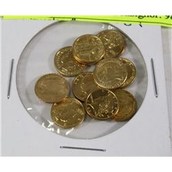 SET OF 10 MINI USA COINS 24K PLATED