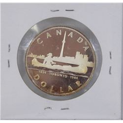 1984 CANADA PROOF SILVER DOLLAR WITH CAMEO