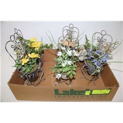 LOT OF 6 MINI METAL CHAIR PLANTERS W/ FAUX FLOWERS