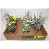 Image 1 : LOT OF 6 MINI METAL CHAIR PLANTERS W/ FAUX FLOWERS