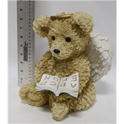 RESIN ANGEL BEAR READING A BOOK FIGURINE