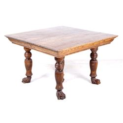 Quarter Sawn Oak Claw Foot Table 19th C.