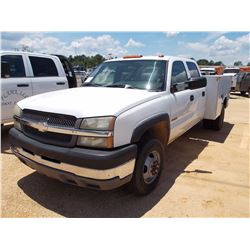 2004 CHEVROLET 3500 SERVICE TRUCK, VIN/SN:1GBJC33U84F207836 - CREW CAB, GAS ENG, A/T, KNAPHEIDE TOOL