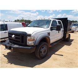 2008 FORD F450 FLATBED SERVICE TRUCK, VIN/SN:1FDXW47R18ED39465 - 4X4, CREW CAB, V8 FORD POWERSTROKE 