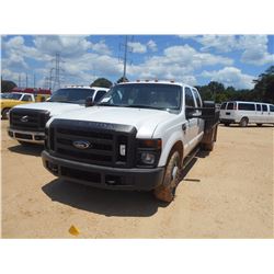 2008 FORD F-350 FLATBED TRUCK, VIN/SN:1FDWW36R98ED17074 - CREW CAB, POWERSTROKE DIESEL ENGINE, A/T, 