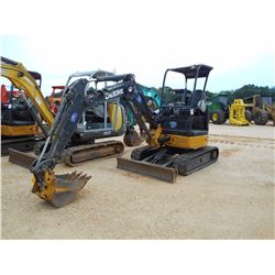 2014 JOHN DEERE 27D HYDRAULIC EXCAVATOR, VIN/SN:259026 - 4' STICK, 18" BUCKET, AUX HYD, BLADE, CANOP