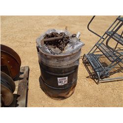 BARRELL OF MISC CHAIRS & BINDERS