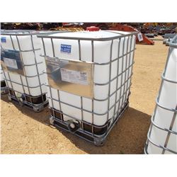 350 GALLON PLASTIC CONTAINER W/ METAL CAGE