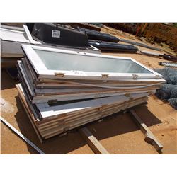 (17) WOOD DOORS, 8 WITH GLASS