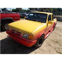 1995 FORD RANGER PICKUP, VIN/SN:1FTCR14U6SPA01296 - EXTENDED CAB, GAS ENG, 5 SPD TRANS, ODOMETER REA