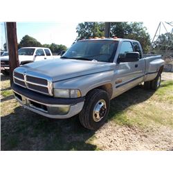 1999 DODGE RAM 3500 DUALLY, VIN/SN:1B7MC3364XJ527067 - EXTENDED CAB, CUMMINS TURBO DIESEL, A/T, ODOM