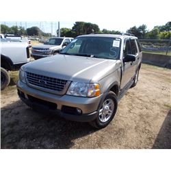 2003 FORD EXPLORER XLT, VIN/SN:1FMDU63K23ZB34810 - GAS ENG, A/T, ODOMETER READING 182,423 MILES