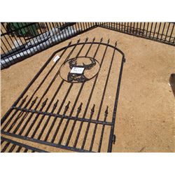 4' WROUGHT IRON GATE, DEER HEAD SCENE, W/POST, POWDER COATED