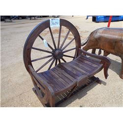 WAGON WHEEL BENCH, TEAK WOOD