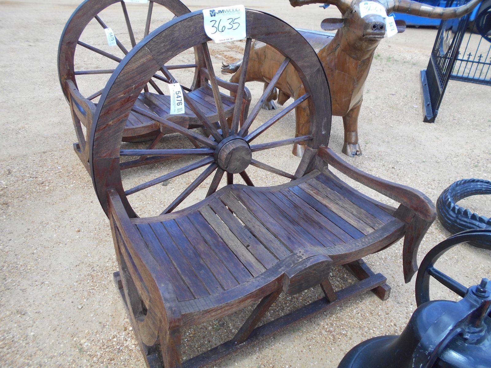 Wagon Wheel Bench Teak Wood