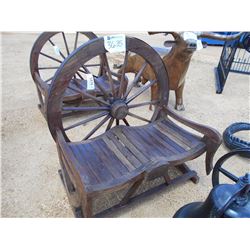 WAGON WHEEL BENCH, TEAK WOOD