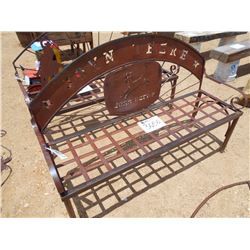 HORSE AND COWBOY SCENE BENCH, METAL