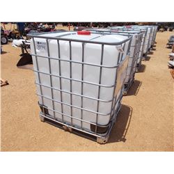 350 GALLON PLASTIC CONTAINER W/ METAL CAGE