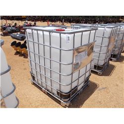 350 GALLON PLASTIC CONTAINER W/ METAL CAGE