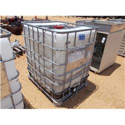 350 GALLON PLASTIC CONTAINER W/ METAL CAGE