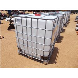 350 GALLON PLASTIC CONTAINER W/ METAL CAGE