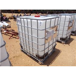 350 GALLON PLASTIC CONTAINER W/ METAL CAGE