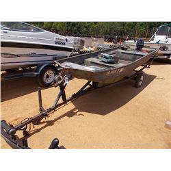 14' ALUM BOAT, - OUTBOARD MOTOR, S/A BOAT TRAILER