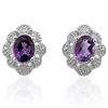 Image 1 : Natural Amethyst & Diamond 2.36 carats Earrings