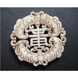 Old China White jade hand-carved bat Pendant