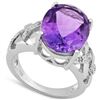 Image 1 : Natural Amethyst & Diamond Ring