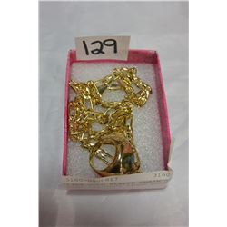 14KT GOLD PLATED CHAIN AND MENS PRECIOUS STONE RING