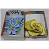 Image 1 : HANDMADE CHINA PIN AND EARRING SET AND YELLOW FLOWER PIN