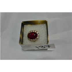 STERLING RED STONE RING