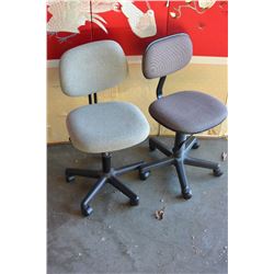 TWO OFFICE STENO CHAIRS AND FLOOR MAT