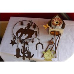 COWBOY WIND CHIME AND BIRDHOUSE WINDCHIME