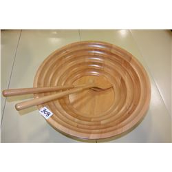 WOODEN SALAD BOWL & SPOONS
