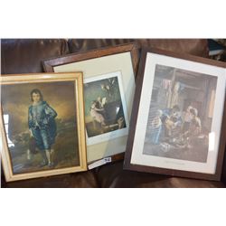 THREE VINTAGE FRAMED PRINTS