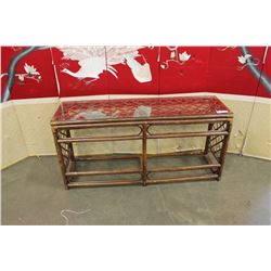 RATTAN GLASS TOP SOFA TABLE