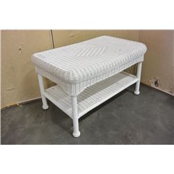 WHITE WICKER 2-TIER TABLE
