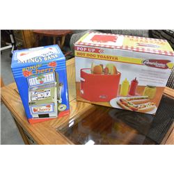 SLOT MACHINE BANK AND HOT DOG TOASTER