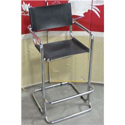MODERN BLACK AND CHROME BARSTOOL