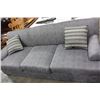 Image 4 : BRAND NEW 3-PIECE MODERN GREY SOFA LOVESEAT AND CONTRASTING CHAIR AND PILLOWS RETAIL $2249
