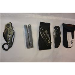 THREE KNIVES AND MULTI TOOL