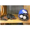 Image 1 : LOT OF BASEBALL GLOVES HELMET AND BALLS