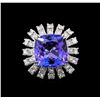 Image 2 : GIA Cert 11.86 ctw Tanzanite and Diamond Ring - 14KT White Gold