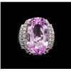 Image 2 : 14KT White Gold GIA Certified 20.25 ctw Kunzite and Diamond Ring