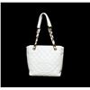Image 2 : Chanel White Leather Quilted Petite Tote Shoulder Bag