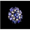 Image 1 : 14KT White Gold 18.66 ctw Tanzanite Diamond Ring